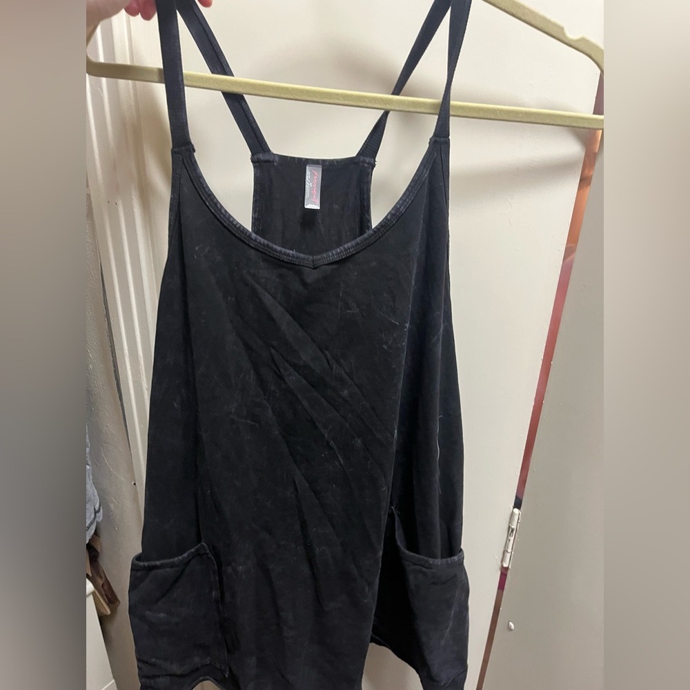 Fp movement hot shot mini dress distressed black color